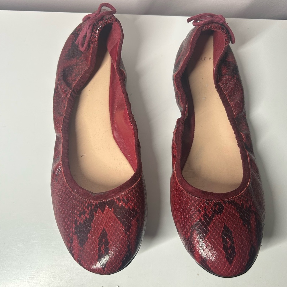 Cole Haan 'Ashlyn' ballet flat red snakeskin, size 7